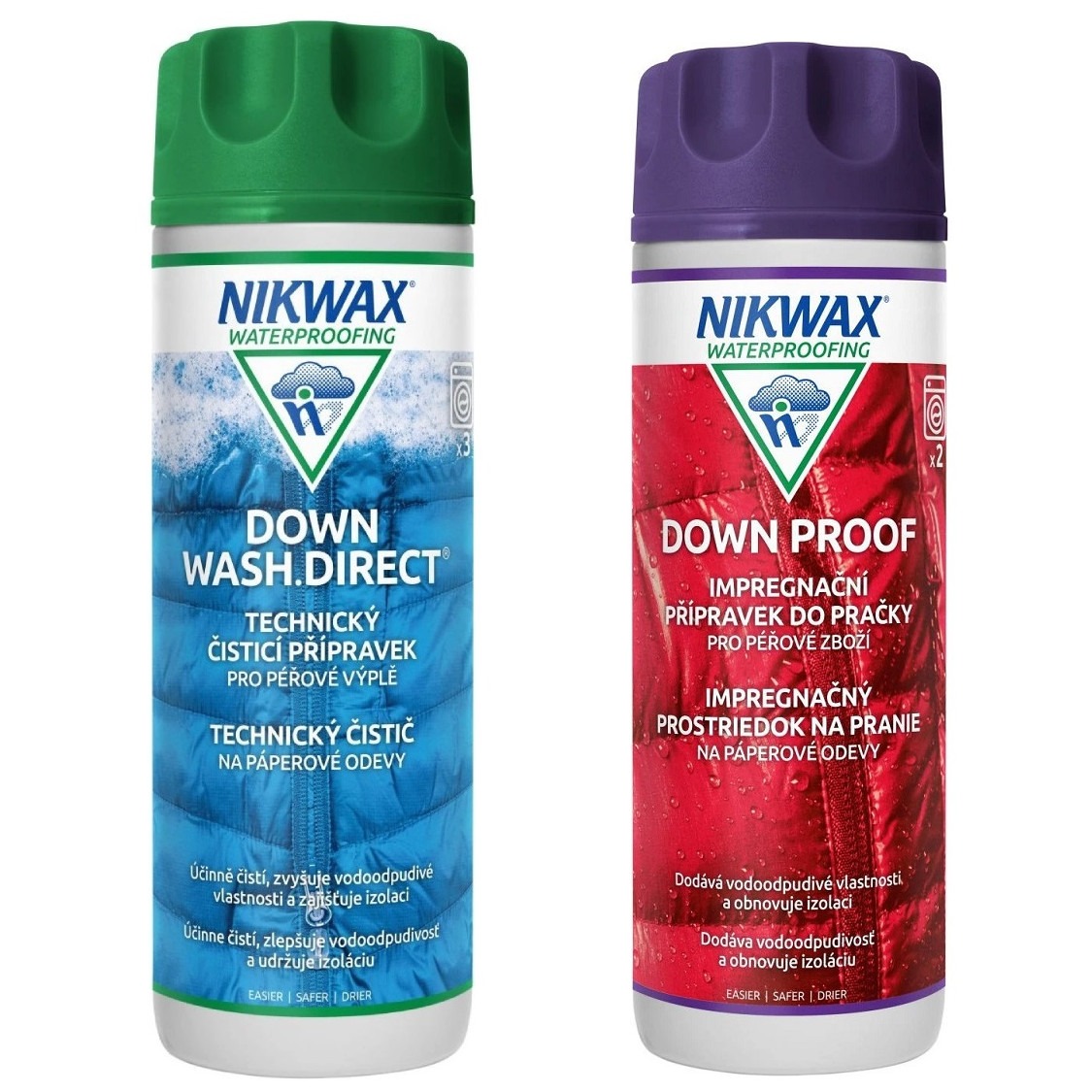 Impregnace Nikwax Down wash direct + Down Proof 2x 300ml